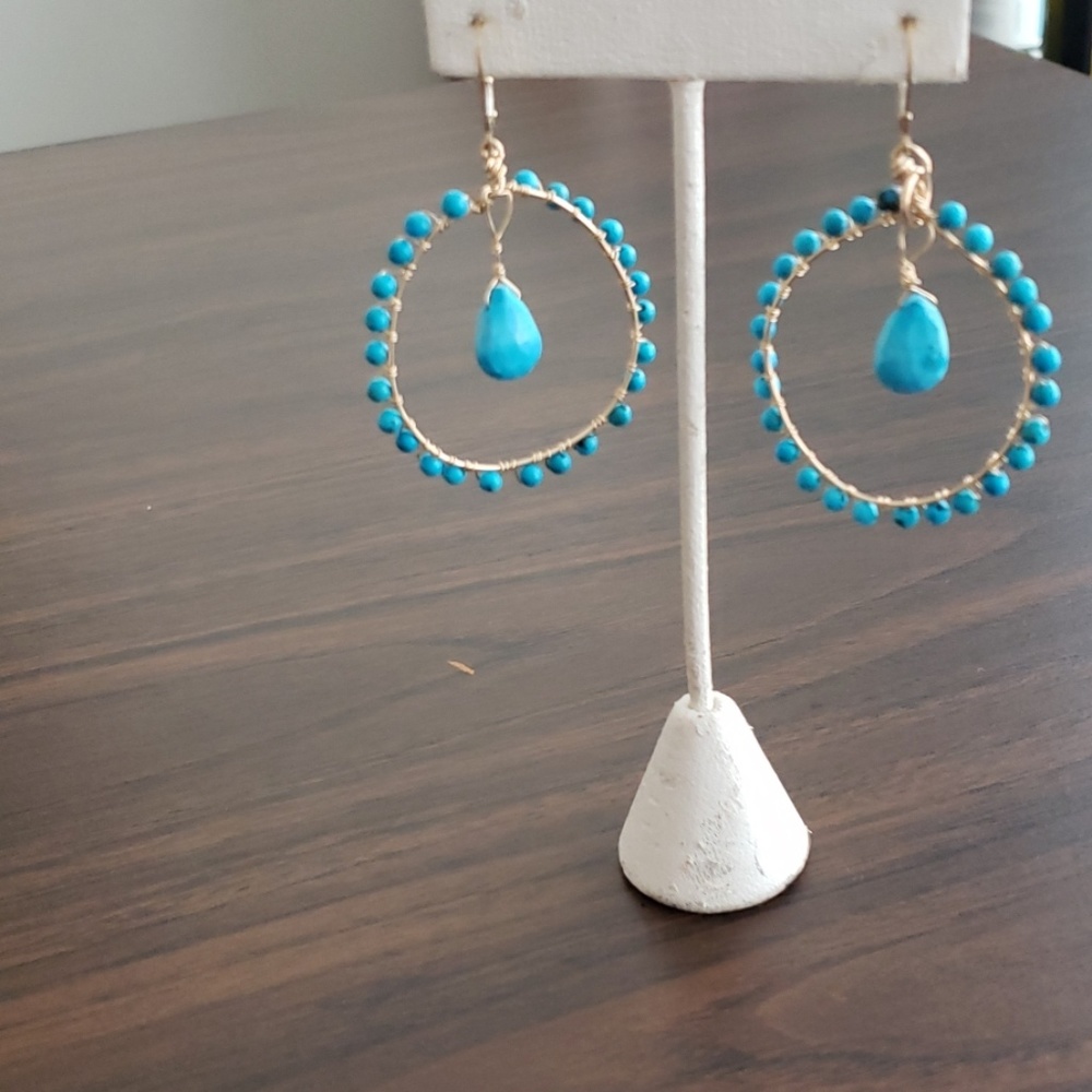 Earing 14k gold  field   wayer rapping  real stone